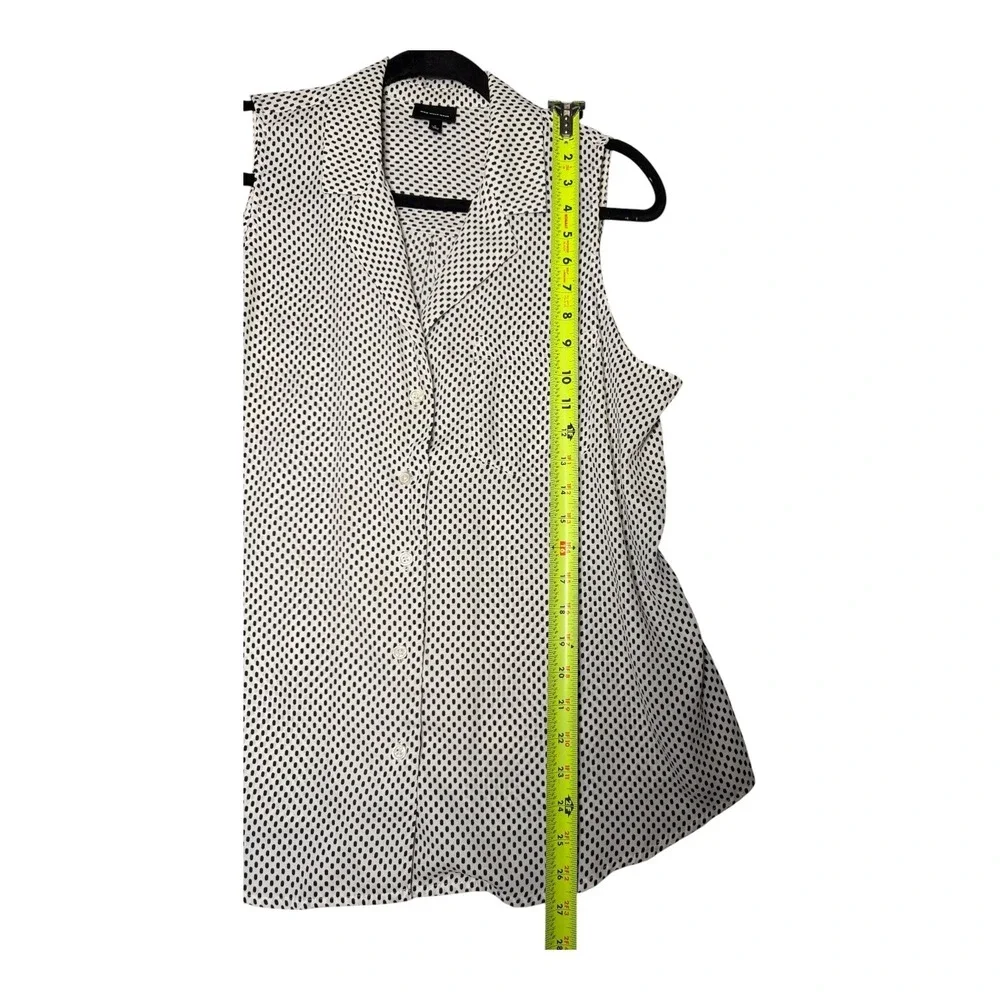 Who What Wear Womens Large Sleeveless Button Down Blouse Polka Dot White Black L